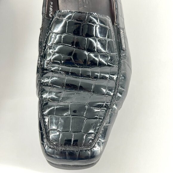 Mephisto Celka Croc Emboss Patent Black Leather Wedge Slip On Loafers Size 9.5 - Picture 5 of 15